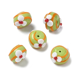 Цветок Эмалевые бусины ручной работы в технике лэмпворк, бусины ручной работы, плоско-круглые, цветок, 18~18.5x15~16x10.5~12 мм, отверстие : 1.6 мм