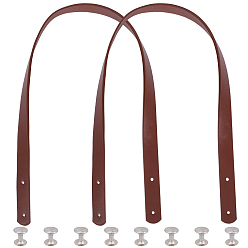Седло Коричневый 2 шт. ремни для сумок из искусственной кожи с заклепками, с железными винтами и гайками, платина, седло коричневый, 600x18x3 мм
