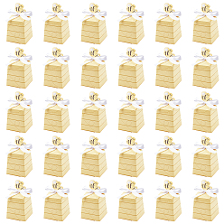 Yellow Paper with Polyester Ribbon Bees Candy Boxes, Bakery Box, Baby Shower Gift Box, Yellow, 6.4x6.4x10.6cm