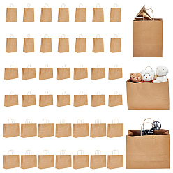 Dark Goldenrod 45Pcs 3 Styles Kraft Paper Storage Tote Bags, Shoppong Bags with Handle, Rectangle, Dark Goldenrod, 32.8~42x26~31x0.15~0.2cm, Open: 26~42x11.9~13x32.8~31cm, 15pcs/style