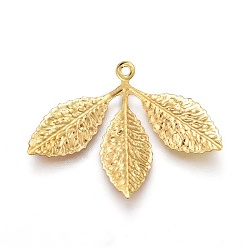 Golden Iron Pendants, Leaf, Golden, 22.7x32x0.5mm, Hole: 1.2mm