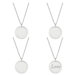 Нержавеющая Сталь Цвет 4 шт. 304 нержавеющая сталь вращающиеся пустые плоские круглые подвески с цепочкой из кабеля, цвет нержавеющей стали, 17.91 дюйм (45.5 см)