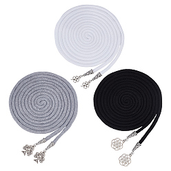 Mixed Color Polycotton Cord Wrist Corsages for Wedding, Party Decorations, with Tibetan Style Alloy Pendant, Clover/Flower/Tree, Mixed Color, 2032~2050mm, 3 style, 1pc/style, 3pcs/set