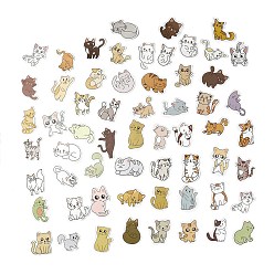 Cat Shape 60шт 60 стили ПВХ пластиковые наборы наклеек с изображением кота, водостойкие самоклеящиеся наклейки для скрапбукинга своими руками, оформление фотоальбома, Узор кошки, 39~52x31.5~60.5x0.3 мм, 1 шт / стиль