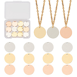 (52) Непрозрачная лаванда 12 шт. 3 цвета 201 подвески из нержавеющей стали, плоский круглый шарм, разноцветные, 15x1.5 мм, отверстие : 1.4 мм, 4 шт / цвет