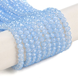 Васильковый Запекание окрашенные прозрачные стеклянные бусины нити, имитация Opalite, граненые, круглые, васильковый, 3.5x2.5~3 мм, отверстие : 0.8 мм, около 135~140 шт / нитка, 32~34 см