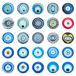 (52) Непрозрачная лаванда 50 стеклянные кабошоны шт., полукруглый с рисунком от сглаза, разноцветные, 25x6 мм