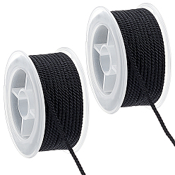 Черный Нейлоновый миланский шнур, витой круглый шнур, для diy craft, чёрные, 3 мм, около 5.47~7.66 ярдов (5~7 м) / рулон
