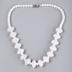 Quartz Crystal Natural Quartz Crystal Round & Cone Beaded Necklaces, with Stainless Steel Clasps, 18.50 inch(47cm)~19.49 inch(49.5cm)