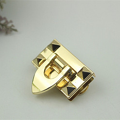 Light Gold Застежки для кошелька с поворотным замком из цинкового сплава, прямоугольные, аксессуары для кошелька diy bag, золотой свет, 2.2x3.9 см