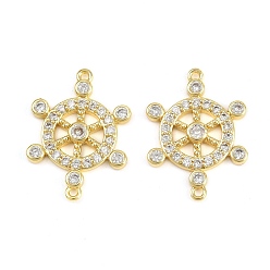 Золотой Подвески для крепления шлема из латуни с прозрачным кубическим цирконием, долговечный, без кадмия и без свинца, стойки покрытие, золотые, 22.5x16x2.5 мм, отверстие : 1 мм