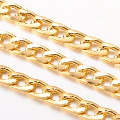 Gold Aluminum Twisted Chains Curb Chains, Unwelded, Lead Free and Nickel Free, Oxidated in Gold, Size: about Chain: 12mm long, 7mm wide, 2mm thick