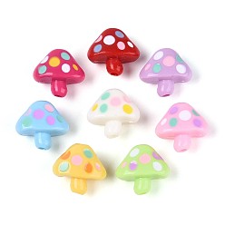 (52) Непрозрачная лаванда Непрозрачные акриловые бусины, с эмалью, гриб, разноцветные, 17.5x19x11 мм, отверстие : 2.8 мм