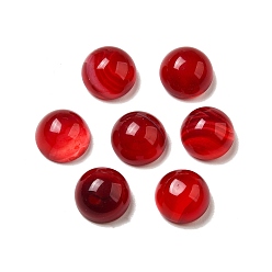 Полосатый Агат Кабошоны с агатом, покрасил и подогрел, плоско-круглые, темно-красный, 8x3~4.5 мм