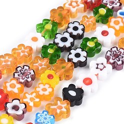 (52) Непрозрачная лаванда Бусины ручной работы из стекла миллефиори, изготовленные методом лампового выдувания., цветок, разноцветные, 6.4~9x3.2 мм, отверстие : 1 мм, около 53~56 шт / нитка, 15.75'' (40 см)