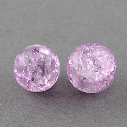 Plum Spray Painted Crackle Glass Beads Strands, Round, Two Tone, Plum, 10mm, Hole: 1.3~1.6mm, about 80pcs/strand, 31.4 inch