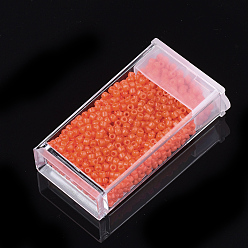 Orange Red MGB Matsuno Glass Beads, Japanese Seed Beads, 12/0 Opaque Glass Round Hole Rocailles Seed Beads, Orange Red, 2x1mm, Hole: 0.5mm, about 900pcs/box, net weight: about 10g/box