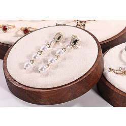 Бежевый Подносы для украшений из велета и дерева, ювелирная пластина для браслетов, Браслеты, Ожерелье, дисплея кольца, бежевые, 10x1.8 см