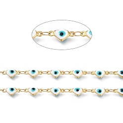 Белый Эмалированные звенья ручной работы, с 304 фурнитурой из нержавеющей стали, пайки, Сердце с глаз, золотые, белые, Сердце ссылка: около 10.3x4.7x3.3 мм