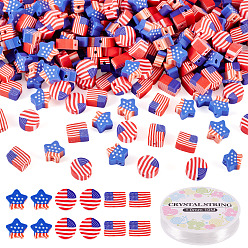 Разноцветный Наборы для самостоятельного изготовления браслетов из полимерной глины на тему Дня независимости, красочный, бусины : 8.56~9.35x4.22~9.35x4.3~4.33 мм, 300 шт