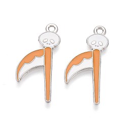 Skull Подвески из сплава с эмалью на тему Хэллоуина, платина, череп, 29.5x15x1 мм, отверстие : 1.6~1.8 мм