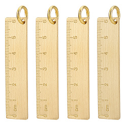 Золотой Латунные большие кулоны, с целью перехода в кольце, правитель, золотые, 65x15x2.5 мм, отверстие : 8 мм