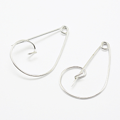 Серебро Железная фурниутра для броши, контакты килт, серебряный цвет гальваническим, 24x37.5x4.5 мм , штифт: 1 мм