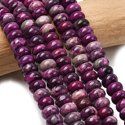 Серо-розавый Натуральный камень-карта / камень пикассо / нити из бисера пикассо, рондель, увядшая роза, 6.5~7x4~4.5 мм, отверстие : 0.8 мм, около 89 шт / нитка, 15.35'' (39 см)