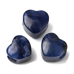 Содалитовое Натуральный содалит европейский бисер, сердце крупные бусины отверстие, 13x14.5~15x10.5~11 мм, отверстие : 5.5~5.6 мм