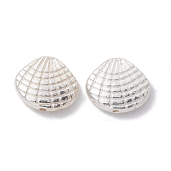 Серебро Бусины разделители из сплава , долговечный, формы раковины, серебряные, 11.5x13.5x3.5 мм, отверстие : 1 мм