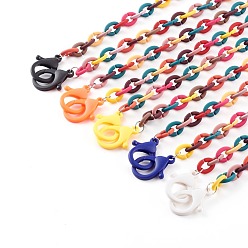 Mixed Color Personalized Rubberized Style Acrylic Cable Chain Necklaces, Eyeglass Chains, Handbag Chains, with Plastic Lobster Claw Clasps, Mixed Color, 19.8 inch(50.3cm)