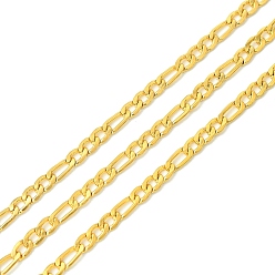 Настоящее золото 18K 10 ионное покрытие (IP) 304 цепи Фигаро из нержавеющей стали, несварные, с катушкой, реальный 18 k позолоченный, 6.5x3x1 мм и 4.5x3x1 мм, около 32.81 футов (10 м) / рулон