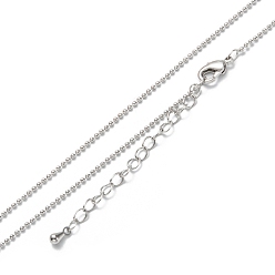 Real Platinum Plated Brass Ball Chain Necklaces, Long-Lasting Plated, Real Platinum Plated, 16.34 inch(41.5cm)