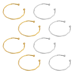 Платиновый & Золотой 8шт. 2 браслеты-манжеты из сплава разных цветов, браслеты с закручивающимся торсионом для женщин, платиной и золотом, внутренний диаметр: 2-3/8 дюйм (6 см), 4 шт / цвет