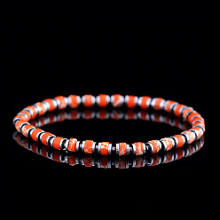 Оранжевый Браслеты из натуральной и окрашенной императорской яшмы с эластичными бусинами для мужчин, колонка, оранжевые