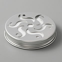 Others Aluminium Hollow Candle Canister Lids, Scented Candle Toppers, Mason Jar Lids, Flat Round, Silver, Windmill Pattern, 7.05x1.25cm, Inner Diameter: 6.6cm