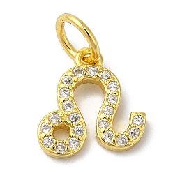 Лео 925 серебряные шармы, с четким кубического циркония, созвездие, золотые, Лев, 9x9x1 мм, отверстие : 2.5 мм