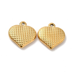 Chapado en Oro Real 18K 304 colgante de acero inoxidable, encanto del corazón, real 18 k chapado en oro, 16x15.5x3.5 mm, agujero: 1.5 mm