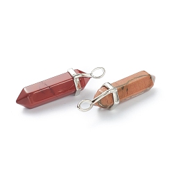 Mookaite Natural Mookaite Pendants, with Platinum Tone Brass Findings, Bullet, 39.5x12x11.5mm, Hole: 4.5x2.8mm