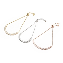 (52) Непрозрачная лаванда Регулируемая стойка с покрытием из латуни кубический цирконий и браслеты-цепочки, слайдер браслет для женщин, без свинца и без кадмия, долговечный, разноцветные, 11 дюйм (28 см)