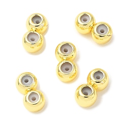 Золотой Латунные бусины, с резиной внутри, ползунки, рондель, золотые, 8x4.5x3.5 мм, отверстие : 1 мм