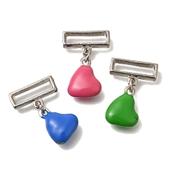 (52) Непрозрачная лаванда Подвески из эмали и сплава, платина, шарма сердца, разноцветные, 22.9 мм, отверстие : 12.5x2.5 мм