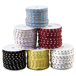 (52) Непрозрачная лаванда Калфовера 6 рулоны 6 цвета шнур из искусственной замши, с заклепкой из золотого тона, для панк-рок ювелирных изделий, разноцветные, 5x2.5 мм, около 5.46 ярдов (5 м) / рулон, 1 рулон / цвет