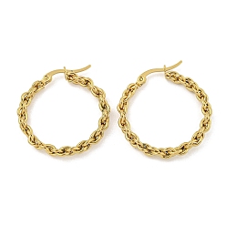 Golden 304 Stainless Steel Earrings for Women, Round, Golden, 30x4mm