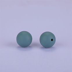 Medium Aquamarine Round Silicone Focal Beads, Chewing Beads For Teethers, DIY Nursing Necklaces Making, Medium Aquamarine, 15mm, Hole: 2mm
