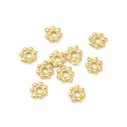 Настоящее золото 24K Spacer бисер латунные, цветок, долговечный, без свинца и без кадмия, стойки покрытие, реальный 24 k позолоченный, 4.6x1 мм, отверстие : 1.4 мм