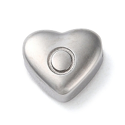 Letter O 201 Stainless Steel Beads, Stainless Steel Color, Heart, Letter O, 7x8x3.5mm, Hole: 1.5mm