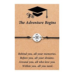 Плоский Круглый Браслет из платинового сплава, регулируемый браслет из восковой веревки, плоско-круглые, 6-3/4 дюйм (17 см)