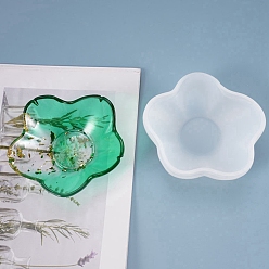 White Flower Plate Silicone Molds, Resin Casting Molds, For UV Resin, Epoxy Resin Jewelry Making, White, 90x33mm
