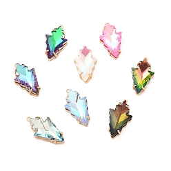 (52) Непрозрачная лаванда K 9 стеклянные подвески, с фурнитурой из светло-золотой латуни, прелести со стрелами, разноцветные, 30x16.5x6 мм, отверстие : 1.4 мм